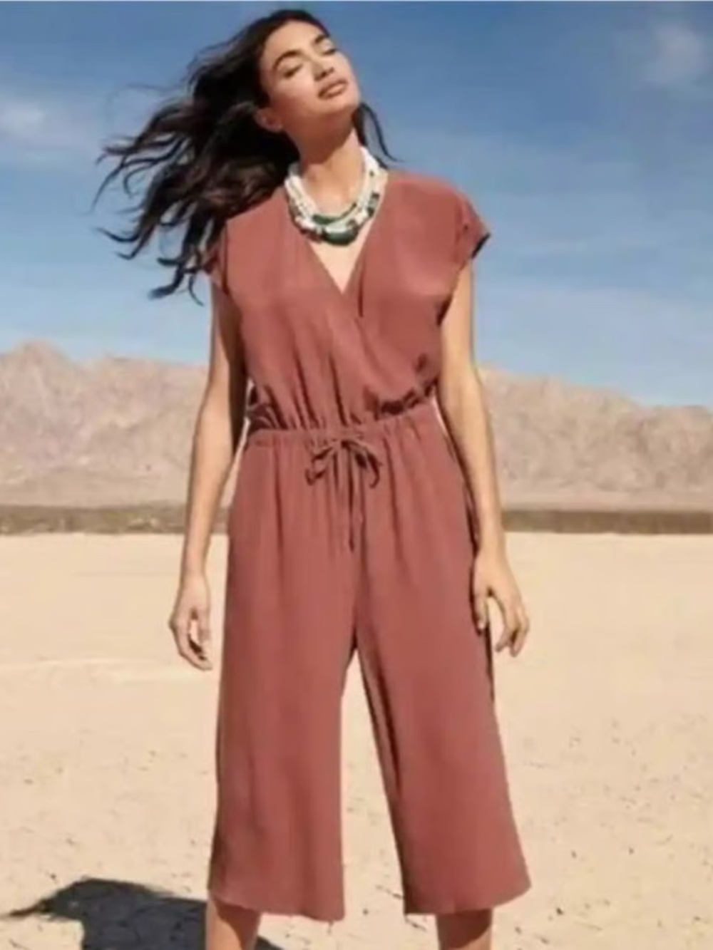 Eileen Fisher Women’s 3X Wide Leg Crepe Jumpsuit Tencel Viscose Crepe Rust EUC